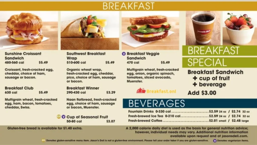 Breakfast Menu Jason's Deli Menu