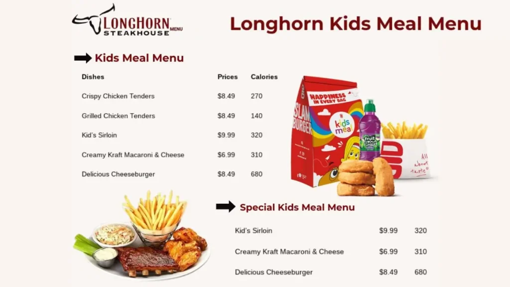 Menu Pricing LongHorn Kids Menu