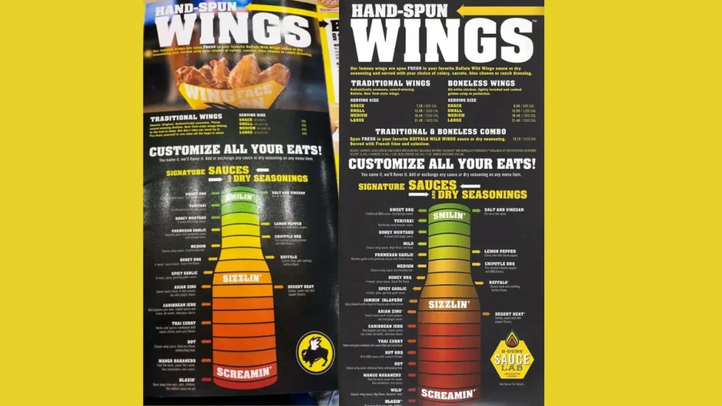 Sauce and Seasoning Buffalo Wild Wings Menu