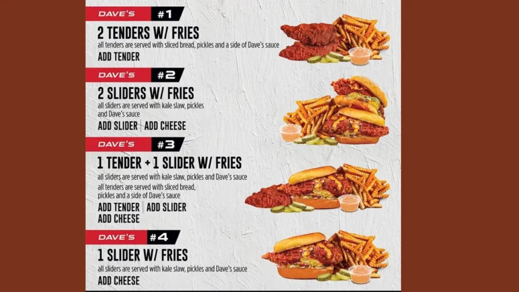 Combos Dave's Hot Chicken Menu with Prices