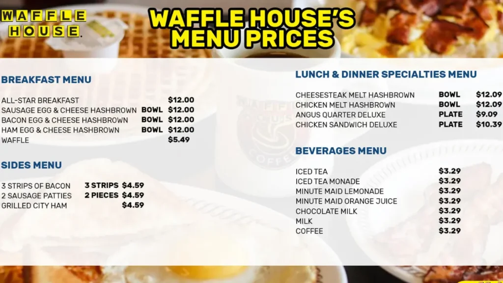 Drinks and Sweets Waffle House Menu