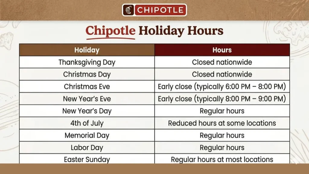 Chipotle Hours Holiday